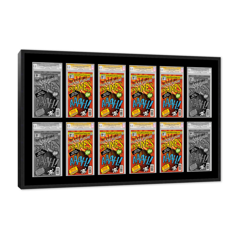 Wood Picture Frame with Mat, 8.125" x 13", Black/Black