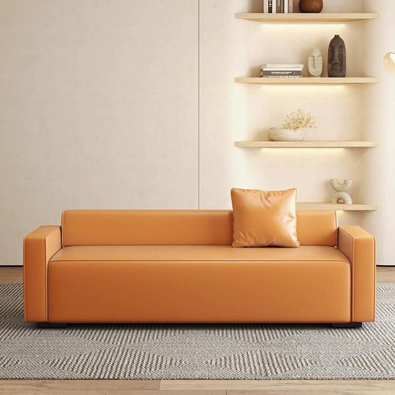 Banc rembourré beige, Orange, H 23,62 po x l 47,24 po x P 21,65 po