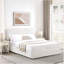 Lit plateforme à 2 tiroirs avec grand lit tapissier ivoire, tête de lit capitonnée surpiquée, support de matelas à lattes en bois, aucun sommier nécessaire