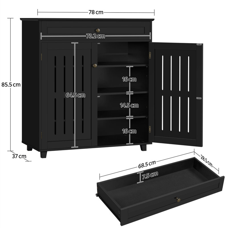 Shireena 18 Pair Shoe Storage Cabinet, Black