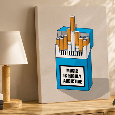 Canvas A Stylized Illustration Of A Cigarette Pack Designed In A Wall Art Vibrant Blue Color Prominently Featuring A Piano Keyboard Canvas Wall Art