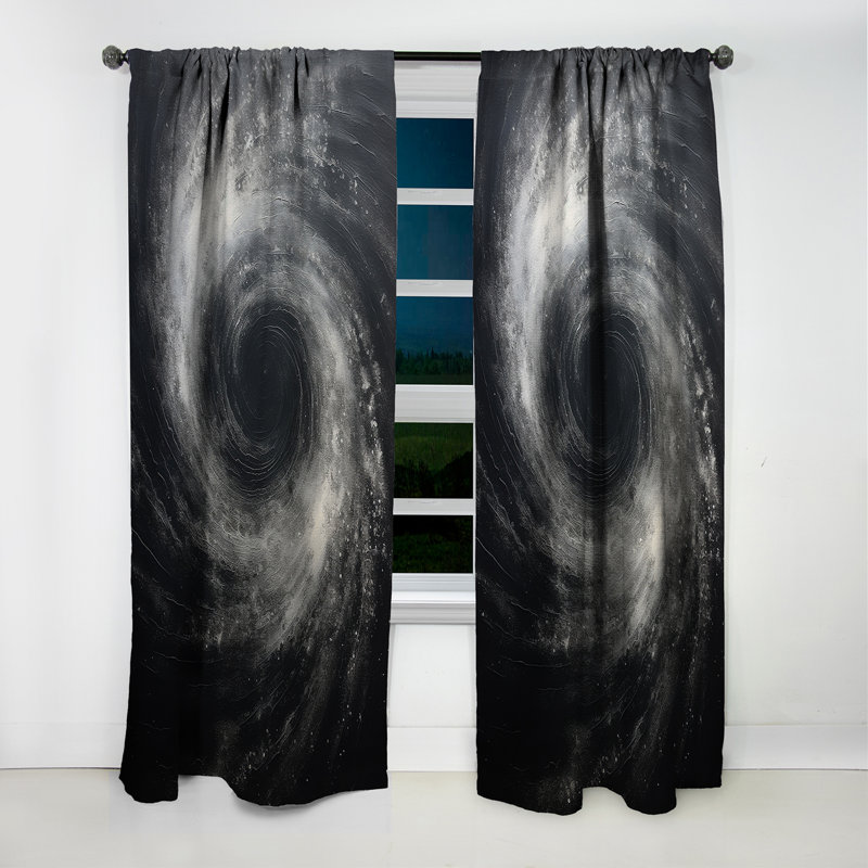 Courant noir cosmique - spirale abstraite - rideau occultant - 1 panneaux, L 52 po x L 84 po