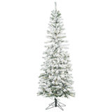 Pacific Flocked Pencil Pine Artificial Christmas Tree with Lights and Stand Included