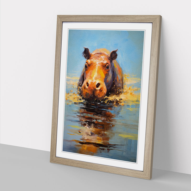 Hippo Impressionism - Framed Print