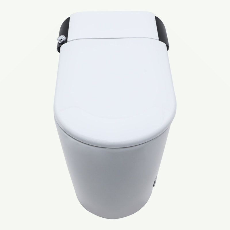 Toilette intelligente avec bidet intégré, ouverture et fermeture automatiques, siège chauffant allongé, capteur de pied encastré, affichage DEL, lavage à l'eau chaude, sécheuse, veilleuse