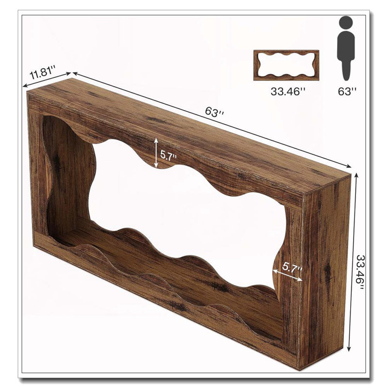 63 "Farmhouse Console Table With Storage In Brown, Couch Table Behind Sofa, Long Entryway Sofa Station, Narrow Console Stand, Hallway Stand For Entryway Living Room