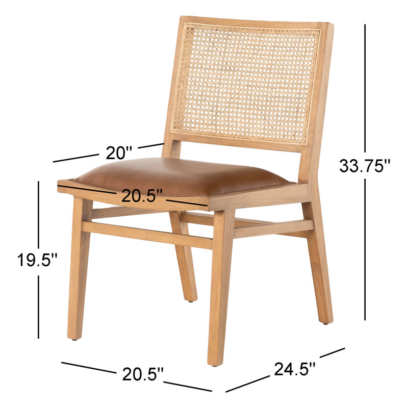 Sage Upholstered Dining Chair, Cognac Faux Leather, Natural Beech