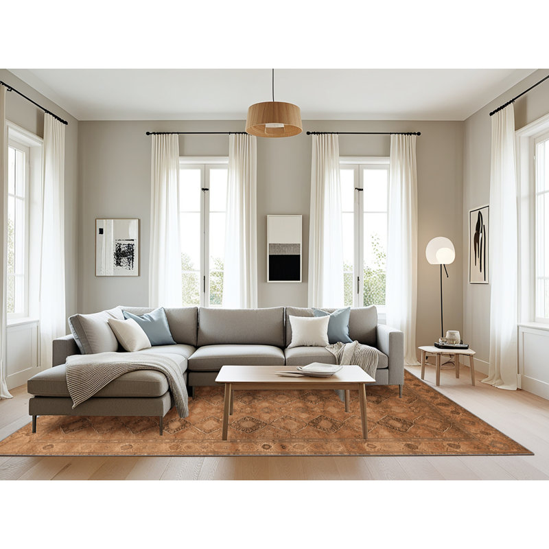 Tapis brun lavable à la machine, Rectangulaire 8 pi x 12 pi
