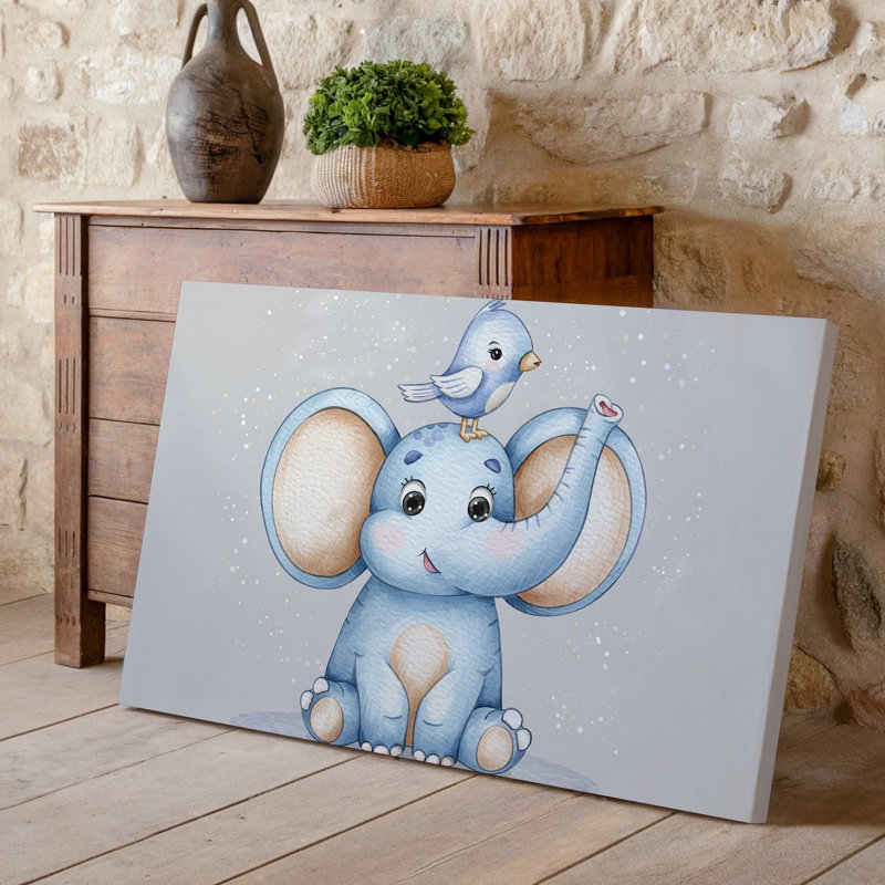 Reproduction d'art sur toile, "Illustration fantaisiste" d'un joli éléphant, H 16 po x l 20 po