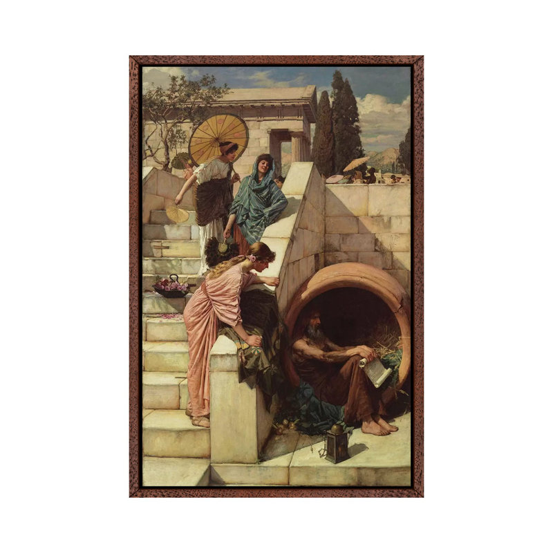 Diogenes 1882 by John William Waterhouse - Painting on Canvas, Classic Brown Wood Framed, 101.6cm H x 66.04cm W x 3.81cm D
