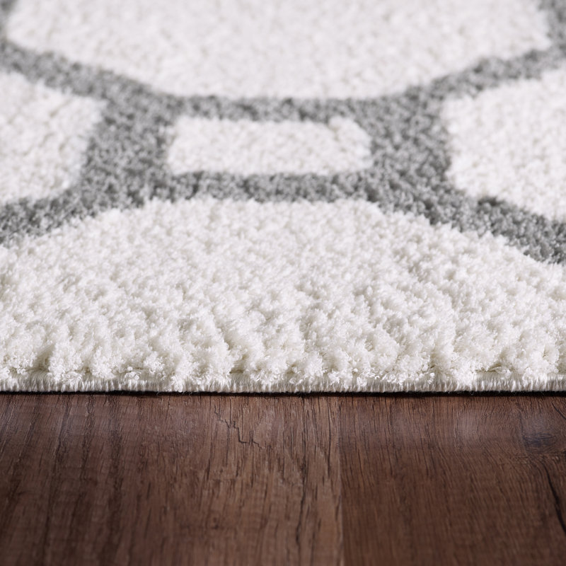 Tapis blanc/argenté Kempf, Rectangle 9 pi 2 po x 12 pi 10 po