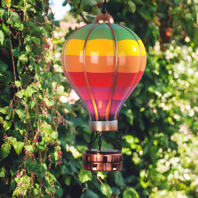11 po de long à rayures horizontales arc-en-ciel avec accents cuivrés et montgolfière solaire