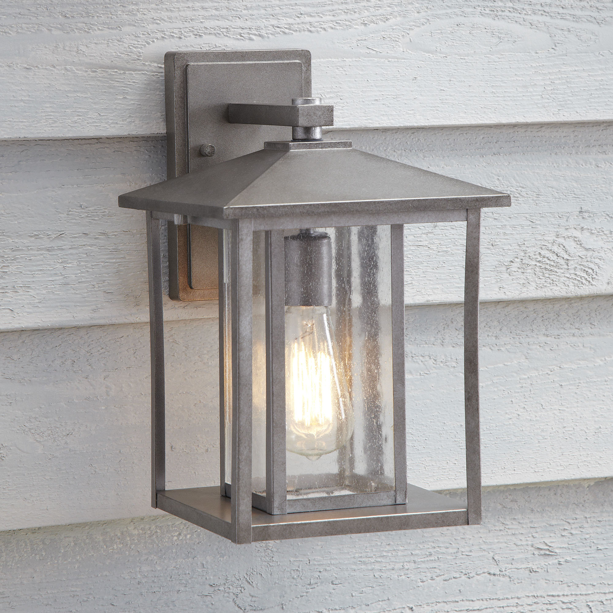 Vermont Single Light Outdoor Aluminum Wall Light, Weathered Pewter, 100W A19 Medium, 14" H x 9" W