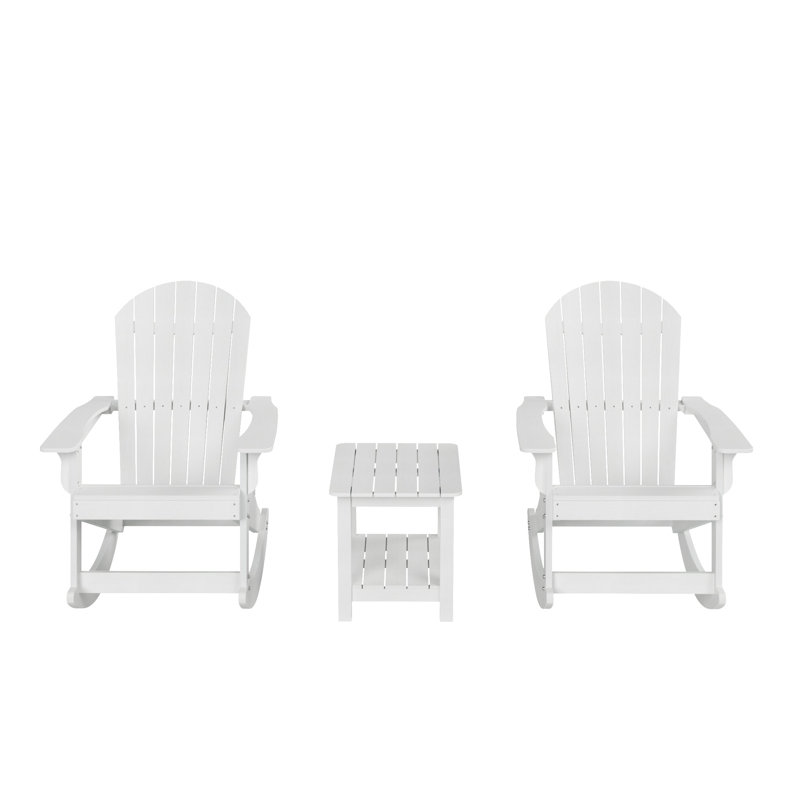 Arrlo 2 - Person Outdoor Adirondack Rocking Seating Set with Table, White
