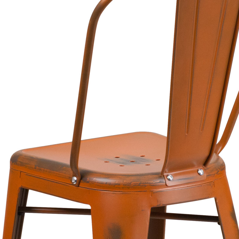 Tabouret de comptoir en métal patiné pour l'intérieur / extérieur de 24 po de hauteur Angelean - noir, Orange