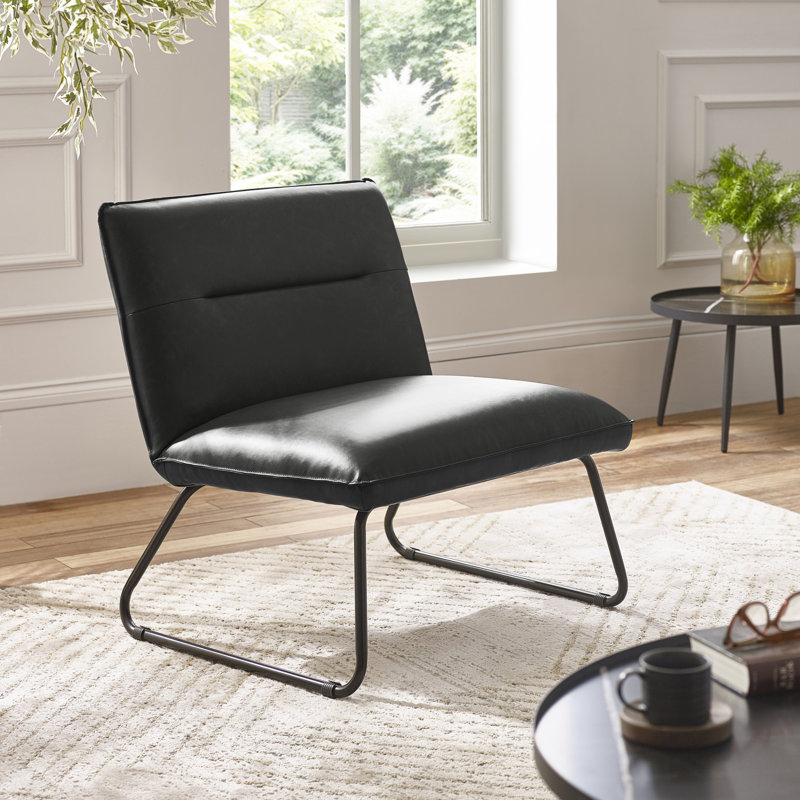 Faux Leather Accent Chair, Black