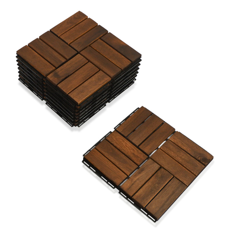 Carreaux de terrasse à emboîtement 12 po x 12 po, Brun foncé