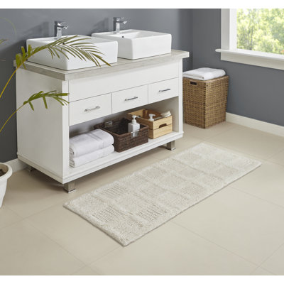 Tapis pour salle de bain en mélange de coton Gerlinda