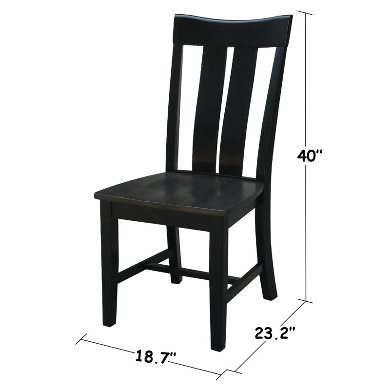  Chaise d'appoint en bois massif Delisca, Noir charbon / noir délavé