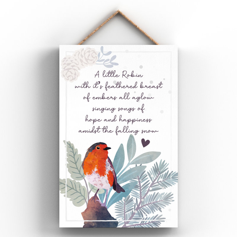 A Little Robin Festive Bird Christmas Wooden Plaque Wall Décor