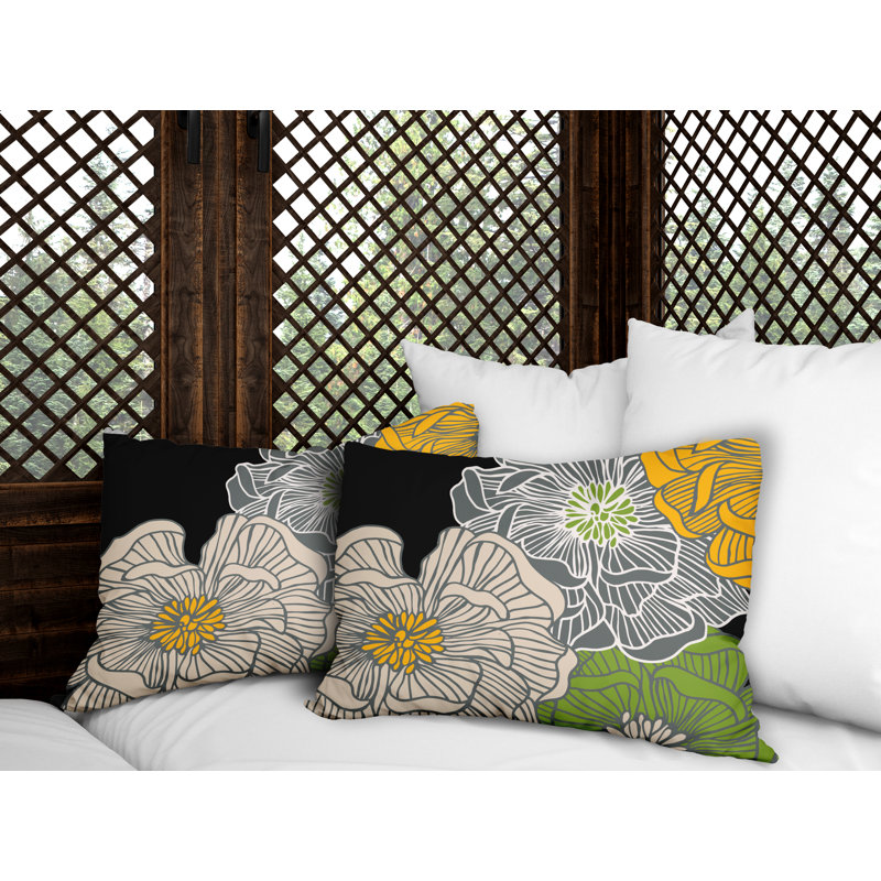  Polyester / Mélange de polyester Housse de coussin rectangulaire intérieure / extérieure lombaire et insert, Gris