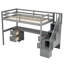 Structure de lit mezzanine simple gris avec bureau et double compartiment de rangement pour la fascination-1247043566