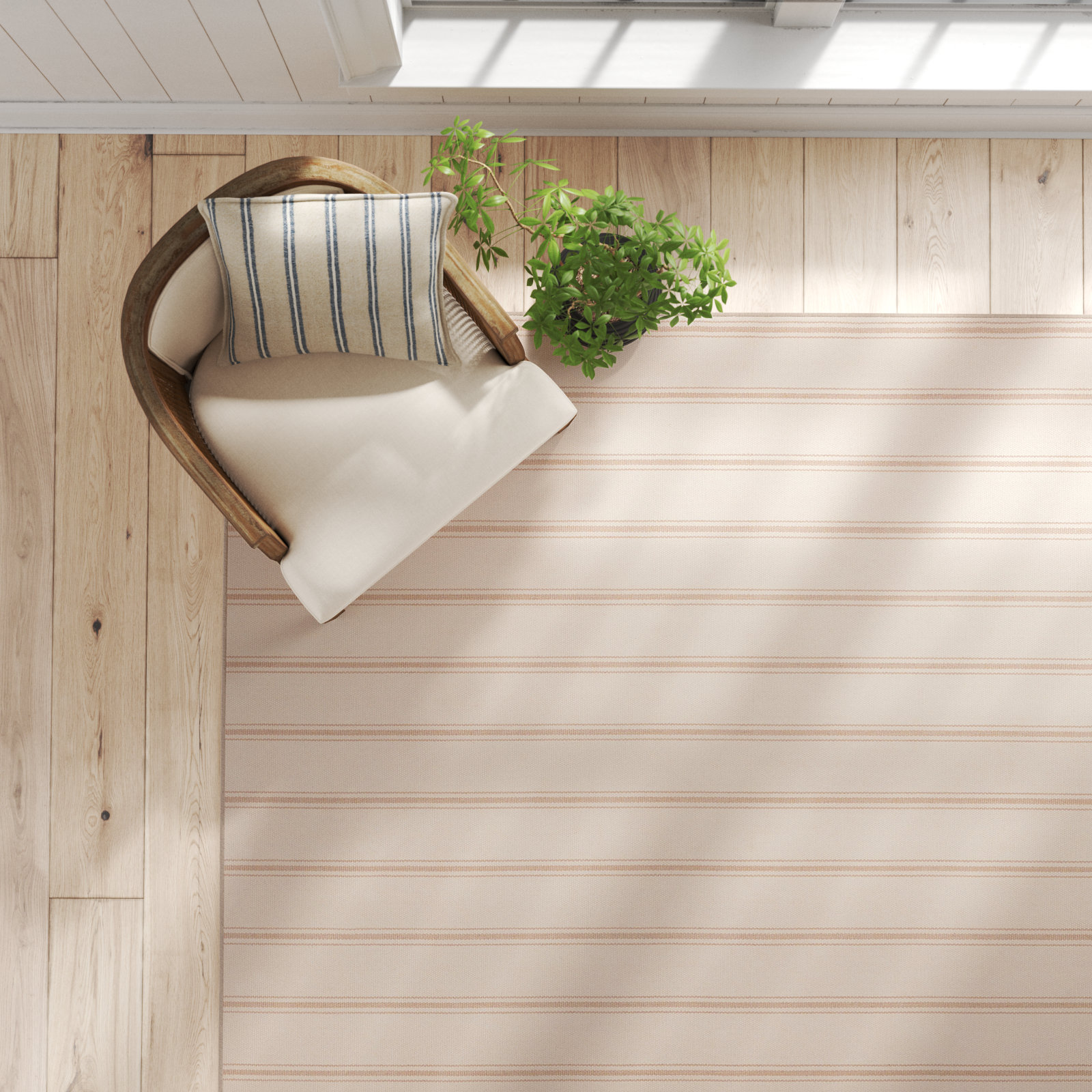 Golightly Cream Beige Hand-Loomed Outdoor Rug, Rectangle 6' x 9'
