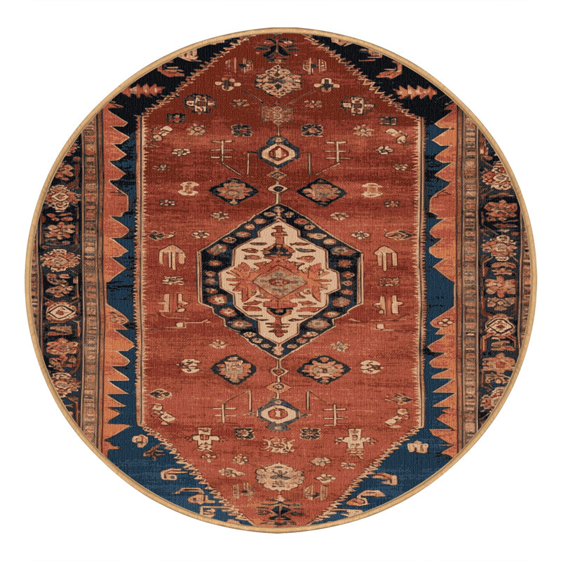 Tapis brun lavable à la machine, Rond 6 pi