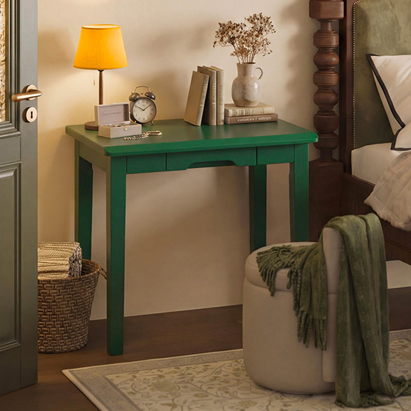 Bureau en bois d'hévéa avec tiroir de rangement vert émeraude, H 29,52 po x l 39,37 po x P 21,65 po