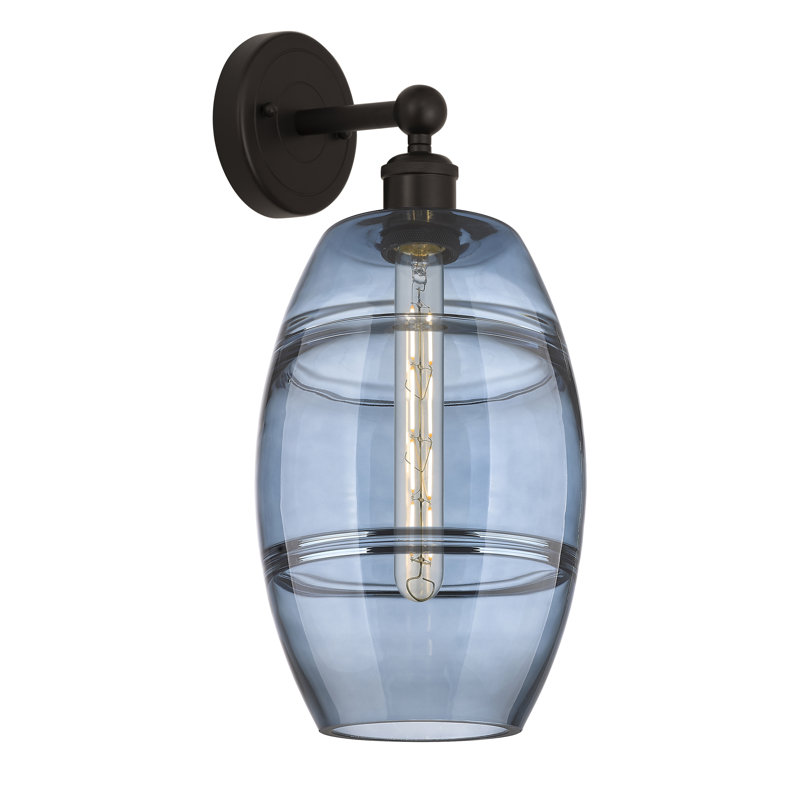 Applique murale en acier Bettylou, H 12,13 po x l 8 po x P 8,5 po, Bleu princesse, Bronze huilé