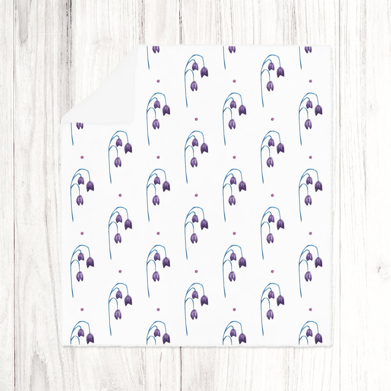 Jeté , Floral, L 68 po x L 80 po, Blanc / Mauve / Bleu