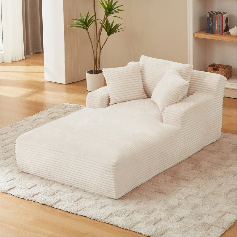 Très grande chaise longue d'intérieur, canapé rembourré en velours côtelé moderne, aucun assemblage requis, canapé-lit confortable pour le salon, le bureau