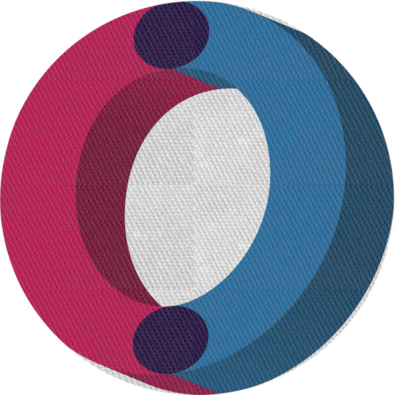 Tapis à tisser rose/bleu/gris, Rond 5 pi