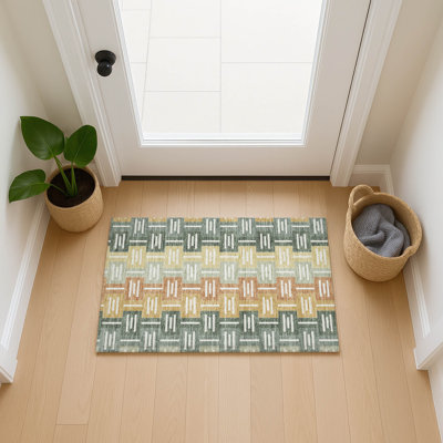 Tapis mid-century moderne lavable à la machine intérieur / extérieur Chantille ACN2556