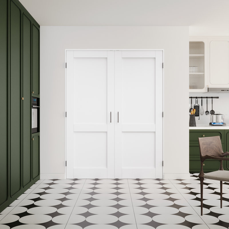 Portes françaises à 2 panneaux avec poignées et poignée, 60 po x 80 po