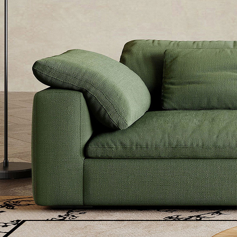 Coussin modulaire en coton et lin vert, H 31,50 po x L 85,04 po x l 41,34 po