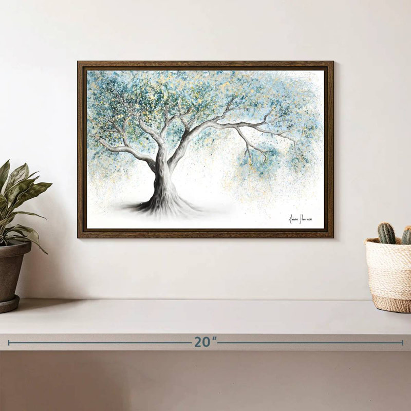 Arbre givré doux, 13 po x 9 po, Cadre flottant en noyer