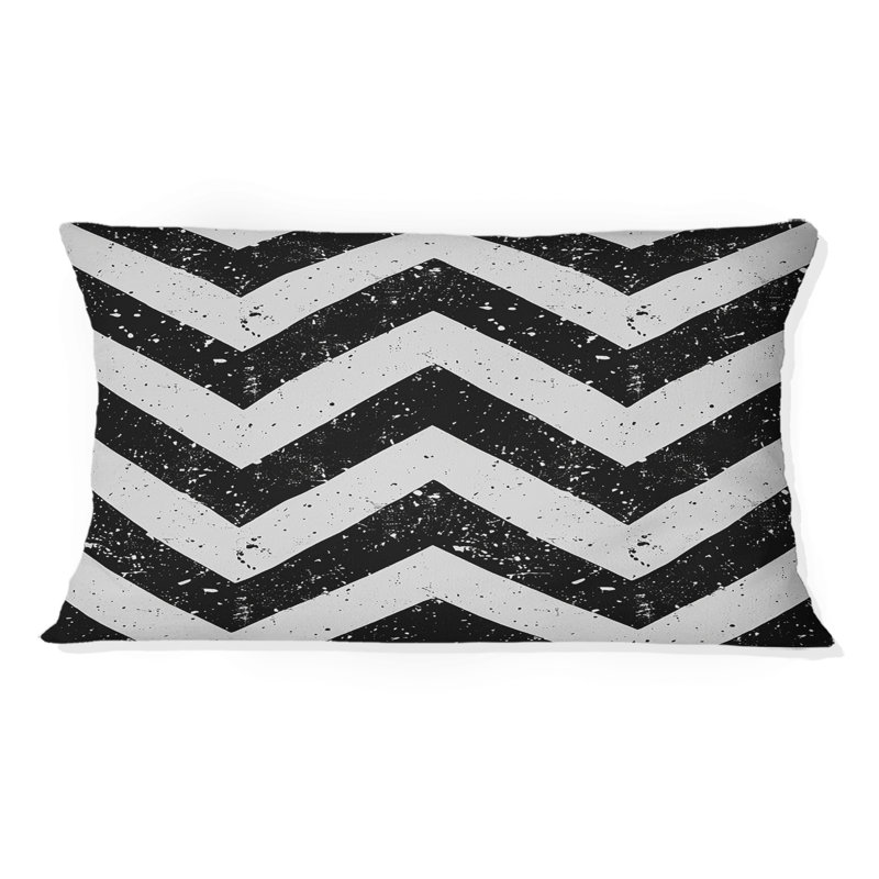 Black White Chevron - Transitional Lumbar Pillow