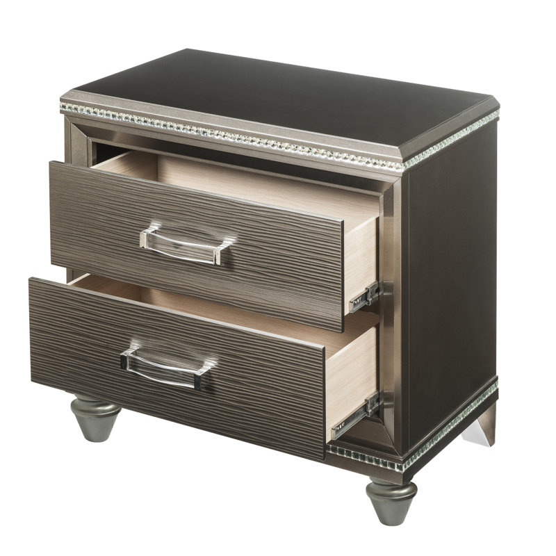 Table de chevet 2 tiroirs champagne foncé