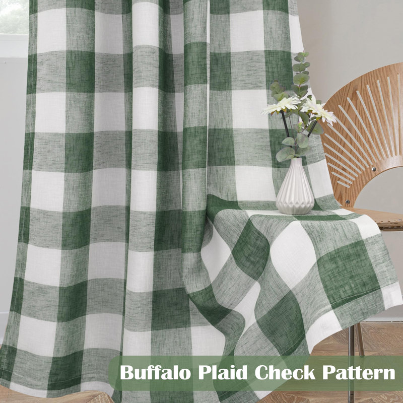 Adamantini Plaid Blackout Thermal Grommet Curtain Panels, 52" W x 96" L, Green