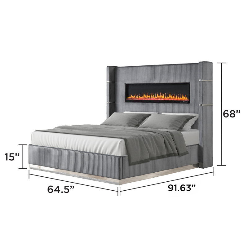 Ashray Queen 2PC Gray, Gray, 2 Pcs: Bed, Nightstand, Queen