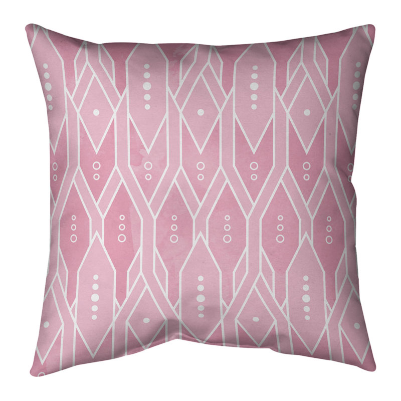 Oreiller carré en lin, Bourre en polyester, Rose, Sergé de coton