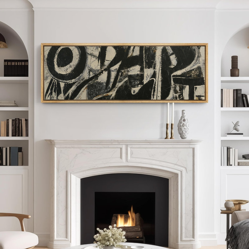 Motif de coups de pinceau abstraits grunge, H 20 po x l 60 po, Naturel