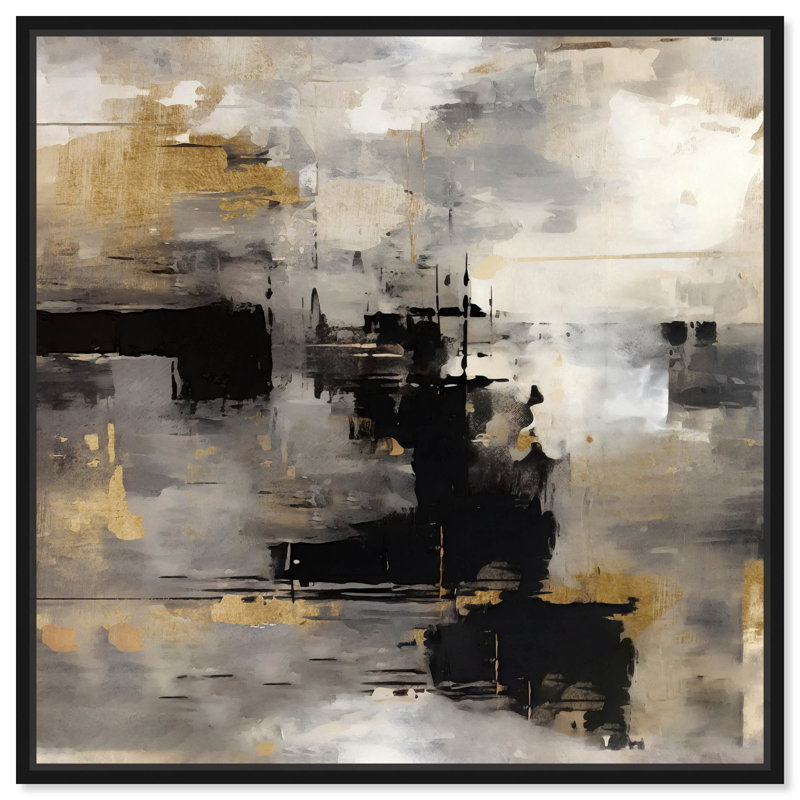 Art industriel abstrait sur toile, art industriel, H 13 po x l 13 po, Cadre noir