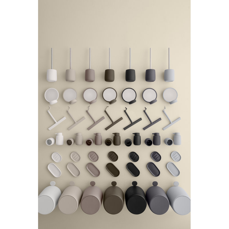 Gray Ceramic and Silicone Soft Toilet Brush & Holder