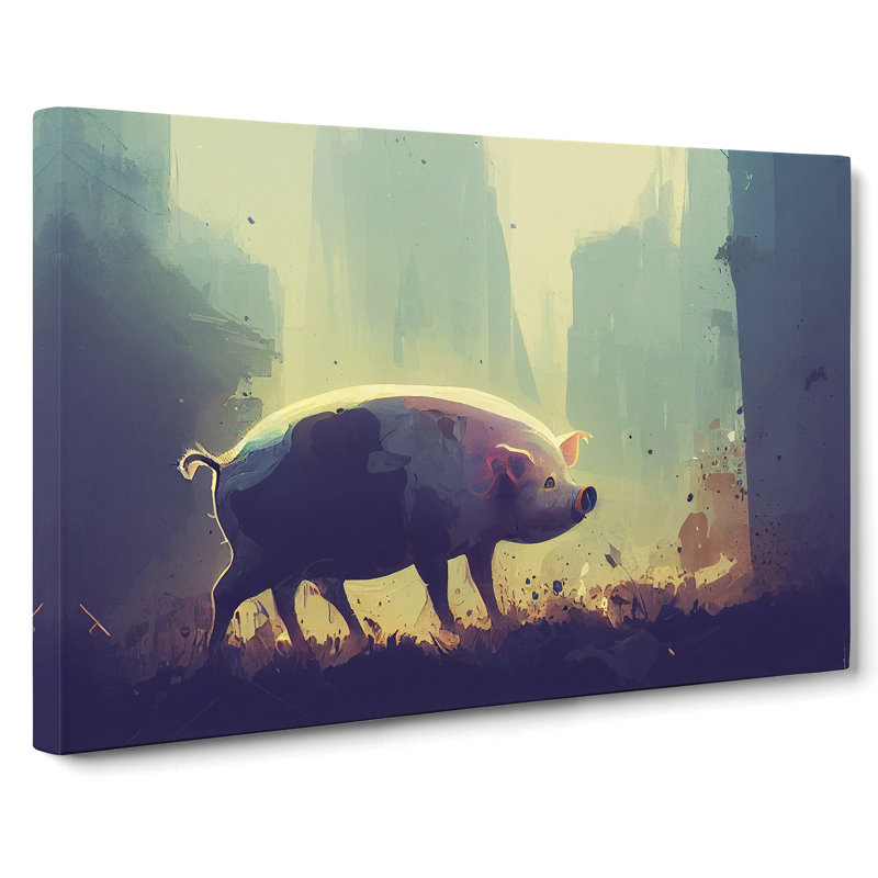 Pig Art Painting Vol.2 - Wrapped Canvas, 40cm H x 60cm W x 3cm D