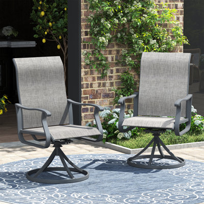 Elmar PVC-Coated Polyester Swivel Outdoor Dining Chairs (Set of 2)