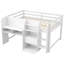 Full Size Low Loft Bed With Built-In Desk, Storage Cabinets, Bookcase & Graffiti Whiteboard-2994784