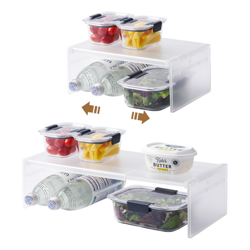 White Expandable Plastic Refrigerator Riser Shelf