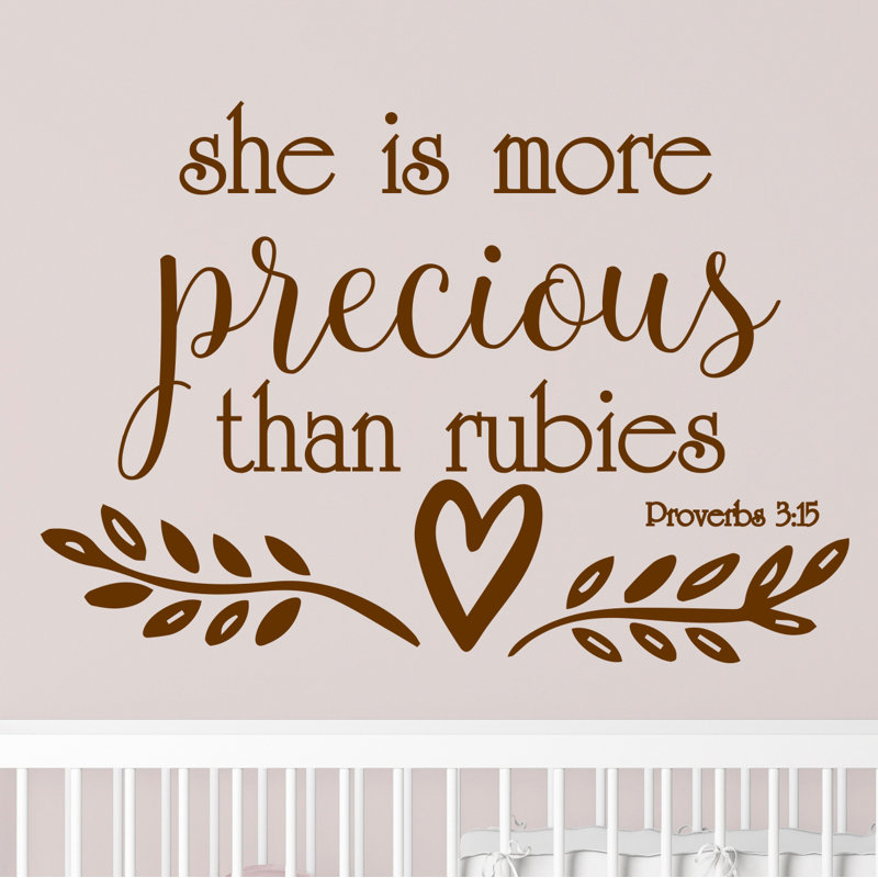Adhésif décoratif «She is More Precious Than Rubies», H 15 po x l 27 po, Brun